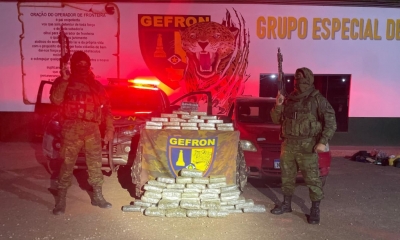 Gefron apreende 68 tabletes de entorpecentes e causa prejuzo de R$ 461 mil as faces criminosas