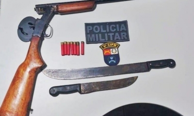 Homem � preso pela PM por porte ilegal de arma de fogo ap�s amea�ar conhecido com uma espingarda
