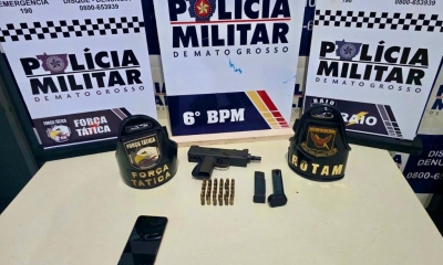 PM frustra plano de homicdio e apreende adolescentes faccionados com submetralhadora em Cceres