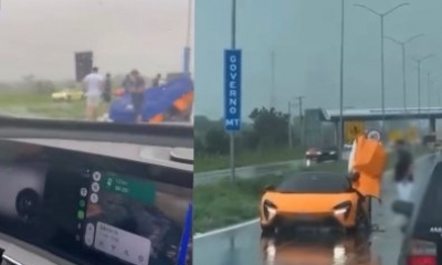 McLaren de R$ 3 milhes perde controle e se envolve em acidente na MT-251 aps chuva