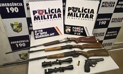 For�a T�tica prende suspeito de com�rcio ilegal de armas de fogo em Sorriso