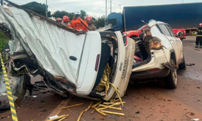 Colis�o entre Jeep Compass e caminh�o deixa duas v�timas fatais na BR-163 em Sinop