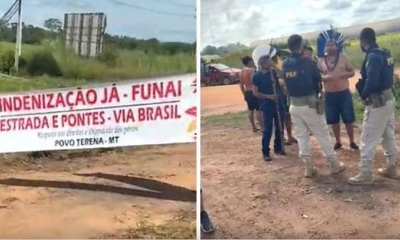 Ind�genas Terena protestam na BR-163 e d�o prazo para respostas sob amea�a de bloqueio em MT