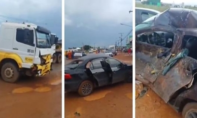 Colis�o entre carreta e carro deixa cinco feridos na MT-140 em Sinop