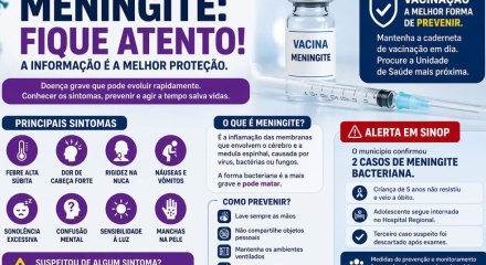 Morte de criança por meningite em Sinop reforça alerta para sintomas e vacinação