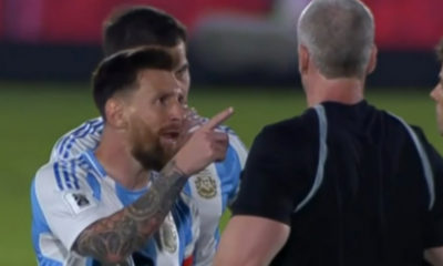 Messi se irrita com rbitro brasileiro durante derrota da Argentina para o Paraguai