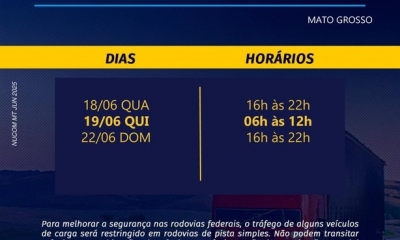 PRF intensificar� fiscaliza��o nas rodovias de Mato Grosso durante feriado de Corpus Christi 2025