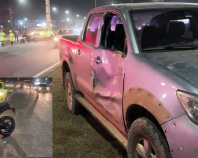Motociclista fica ferida aps coliso com caminhonete na BR-163 em Sinop