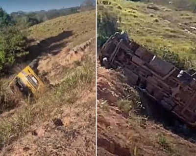 nibus com servidores da educao tomba em estrada vicinal de Paranata