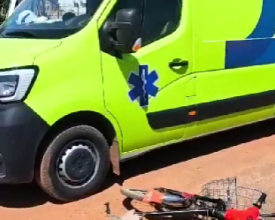 Mulher em bicicleta eltrica  atropelada por caminho e fica gravemente ferida na BR-163