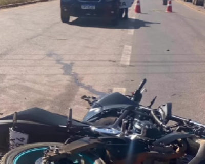 Motociclista fica gravemente ferido em coliso com picape no anel virio de Rondonpolis