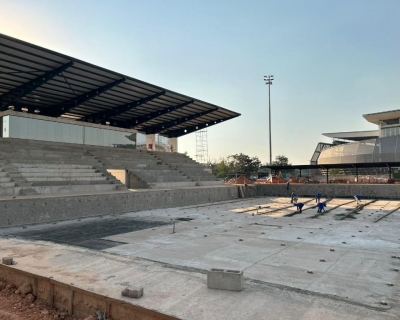 Obras de modernizao da piscina olmpica no Complexo Arena Pantanal chegam a 60%