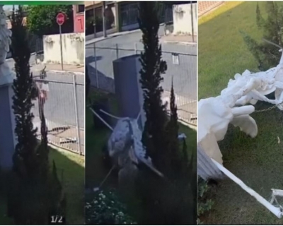 Mulher invade parquia e derruba imagem de So Miguel em Cuiab (Vdeo)