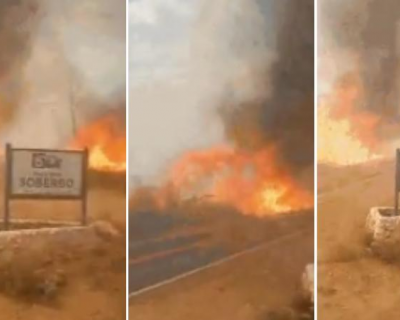 nibus com funcionrios de resort  evacuado por causa de incndio na MT-351