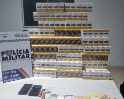 Pol�cia Militar prende dois homens e apreende 480 carteiras de cigarros contrabandeados do Paraguai