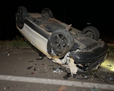 Acidente entre carro, utilitrio e nibus deixa ferido na BR-163