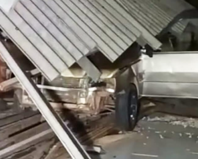 Motorista embriagado perde controle e destri parte de estrutura de comrcio em Sinop