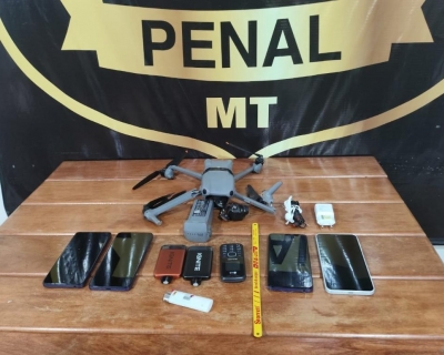 Pol�cia Penal intercepta drone com carga de telefones e acess�rios na penitenci�ria da Mata Grande