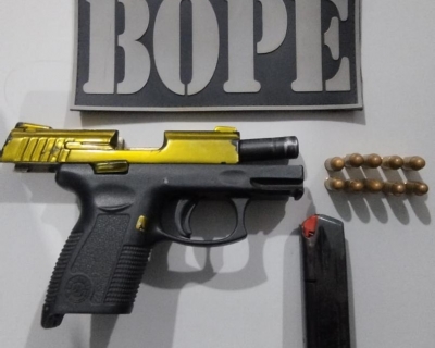 Bope apreende pistola e muni��es de faccionado durante abordagem em C�ceres