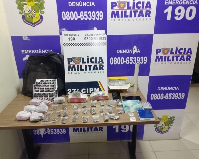 Pol�cia Militar fecha ponto de venda de drogas e prende faccionado em Confresa