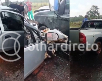 Colis�o frontal em rodovia de Pocon� deixa dois mortos na MT-060 (v�deo)
