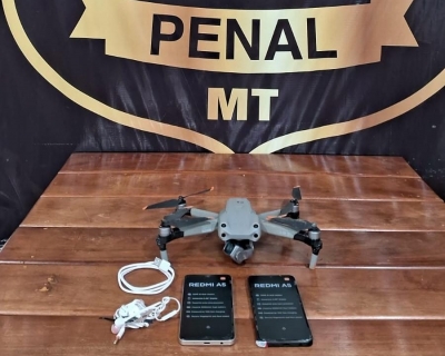 Policiais Penais abatem mais um drone sobrevoando a penitenciria de Rondonpolis