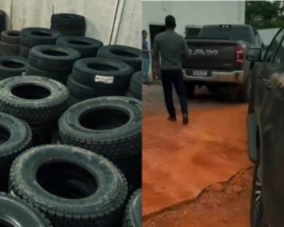 PF e PRF apreendem quase 550 pneus contrabandeados em opera��o em Rondon�polis