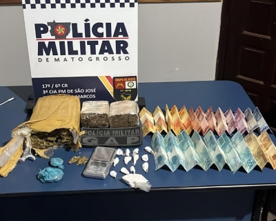 Pol�cia Militar prende dois faccionados por tr�fico e apreende por��es de drogas