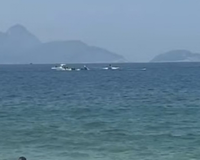 Avi�o monomotor cai no mar em Copacabana e piloto morre no local