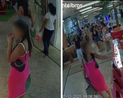 Mulher � flagrada por c�meras furtando perfume em shopping de Cuiab�(V�deo)
