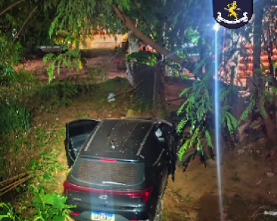 Carro roubado cai em c�rrego ap�s persegui��o policial em Cuiab� (V�deo)