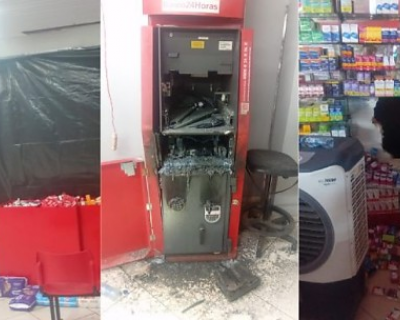 Bandidos fazem buraco em parede e tentam roubar caixa eletr�nico, mas plano falha em Cuiab�