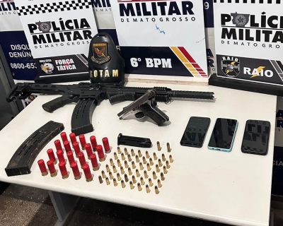 PM prende quatro faccionados, apreende armas de fogo e muni��es em C�ceres