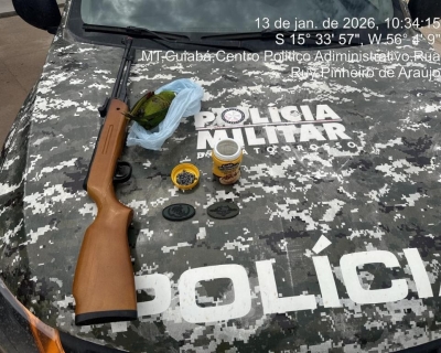 Batalh�o Ambiental prende homem por matar ave silvestre com espingarda em Cuiab�
