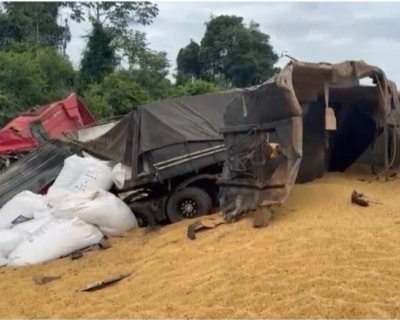 Colis�o na MT-235 termina com morte de caminhoneiro em Campo Novo do Parecis(V�deo)