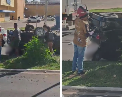Capotamento de carro funer�rio exp�e corpo em via movimentada de Cuiab� ( V�deo)