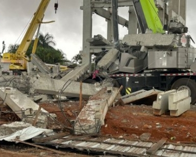 Estrutura de hotel em constru��o sofre desabamento parcial em Lucas do Rio Verde