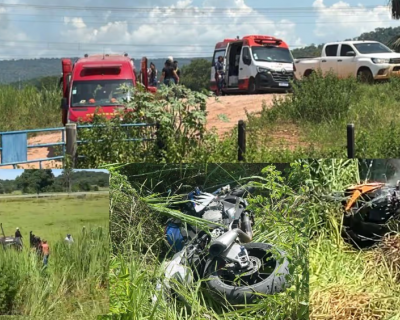 Colis�o entre motocicletas termina com uma moto em chamas em Leverger