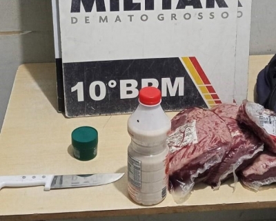 Pol�cia Militar prende homem com dez passagens criminais que roubou supermercado em Cuiab�