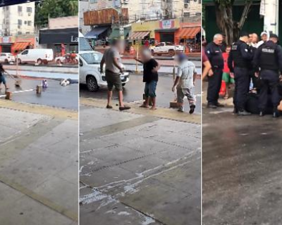 Homem ameaça PMs com facas enquanto esposa era socorrida e acaba detido