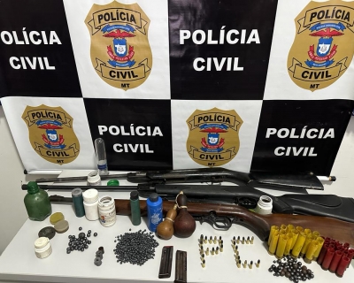 Pol�cia Civil prende homem com armas e muni��es em fazenda de MT
