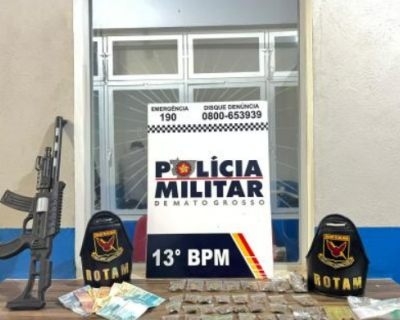 Jovem  preso com drogas e simulacro de arma em operao policial em Lucas do Rio Verde
