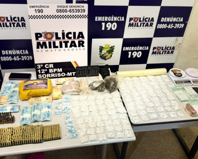 PM prende membro de faco criminosa com grande quantidade de drogas e munies em Sorriso