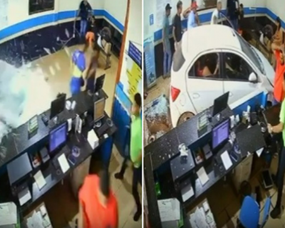 Idosa perde controle do carro e invade sala vip de rodoviria em Confresa
