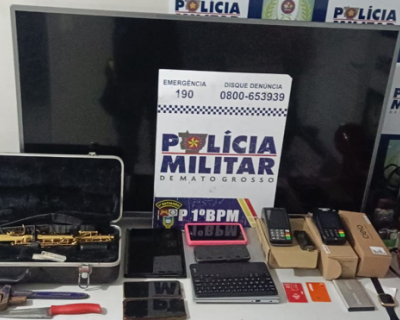 Casal  preso aps roubo a residncia em Cuiab; PM recupera veculo e objetos roubados
