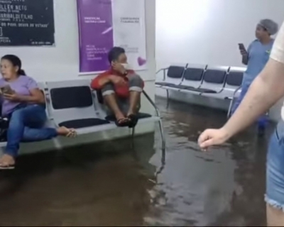 gua invade salas e corredores do antigo Pronto-Socorro em Cuiab