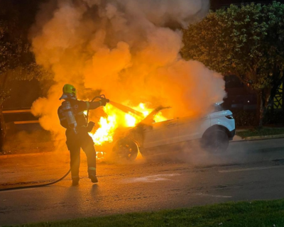 Incndio em veculo  controlado pelo Corpo de Bombeiros em Sorriso
