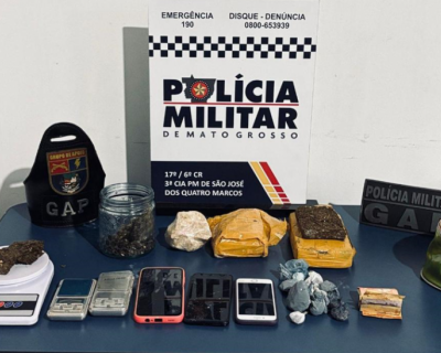 PM prende tr�s faccionados e apreende drogas em S�o Jos� dos Quatro Marcos