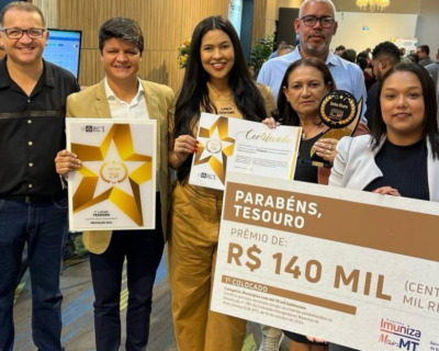 Tesouro recebe trofu de 1 lugar no selo ouro do Programa Imuniza Mais MT e ganha prmio de R$ 140 mil