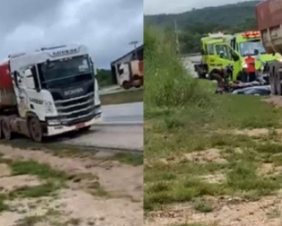 Motociclista morre aps bater em carreta parada no acostamento da BR-364 em Nobres